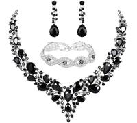 TOEECY Parure Bijoux Femme Élégant Cristal Goutte Eau Collier Bracelet Boucles Oreilles Ensemble Brillant Champagne Mariage Cérémonie