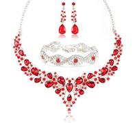 TOEECY Parure Bijoux Femme Élégant Cristal Goutte Eau Collier Bracelet Boucles Oreilles Ensemble Brillant Champagne Mariage Cérémonie