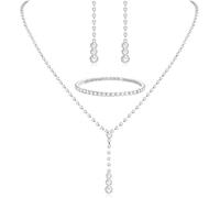 TOEECY Parure Bijoux Goutte Zircon Cubique Collier Boucles D'oreilles Bracelet Ensemble Cristal Élégant Mariage Cérémonie