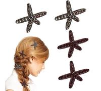TOEECY Pinces à Cheveux Étoile de Mer Brillantes Barrettes Décoratives Accessoires Coiffure Strass Pince Crabe Ornement Cheveux