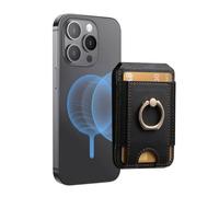 TOEECY Porte Carte Telephone Etuis Magnétique avec Anneau de Doigt Rotatif Compatible Facile à Transporter Convient Diverses Occasions Professionnelles pour Hommes Femmes(Noir)