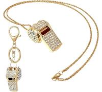 TOEECY Sifflet Strass Brillant Porteclés Chaîne Collier Accessoire Arbitre Entraîneur Sport Compétition