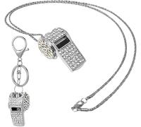 TOEECY Sifflet Strass Brillant Porteclés Chaîne Collier Accessoire Arbitre Entraîneur Sport Compétition