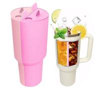 TOEECY Stanley Cup Accessoires Séparateur de Boissons 2 en 1 Doublure Silicone Plateau Intérieur Chaud et Froid Réutilisable avec Couvercle pour Gobelet 40 oz (Rose + violet)