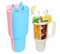 TOEECY Stanley Cup Accessoires Séparateur de Boissons 2 en 1 Doublure Silicone Plateau Intérieur Chaud et Froid Réutilisable avec Couvercle pour Gobelet 40 oz (Rose + bleu)