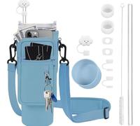 TOEECY Stanley Lot de 6 accessoires pour gobelets de 850 ml, 1200 ml, bouchons anti-fuite, pailles et manches pour gobelets de 850 ml et 1200 ml, bleus