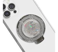 TOEECY Support Circulaire Magnétique Paillettes Étoiles Argent Brillant Poignée Téléphone Portable Universel Rotation 360° Adhésif Arrière Smartphone Compatible Plusieurs Modèles
