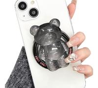 TOEECY Support et Grip Magnétique Compatible Support 3D Ondulation de l'eau Ours de Dessin Animé Extensible Pliable Poignée Accessoire Telephone pour Téléphone Portable Smartphone Tablette (Gris)