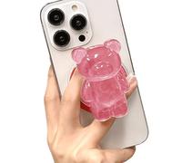 TOEECY Support et Grip Magnétique Compatible Support 3D Ondulation de l'eau Ours de Dessin Animé Extensible Pliable Poignée Accessoire Telephone pour Téléphone Portable Smartphone Tablette (Rouge)