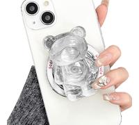 TOEECY Support et Grip Magnétique Compatible Support 3D Ondulation de l'eau Ours de Dessin Animé Extensible Pliable Poignée Accessoire Telephone pour Téléphone Portable Smartphone Tablette (Blanc)