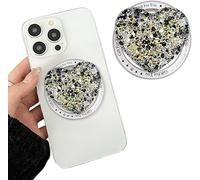 TOEECY Support et Poignée Support Magnétique pour Téléphone Portable Airbag Porte-Téléphone en Forme de Coeur à Paillettes Pliable et Escamotable pour Smartphones（Noir）