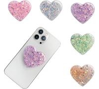 TOEECY Support Téléphone Coeur Paillettes Brillant Adhésif Arrière Extensible Poignée Smartphone Universelle Multicolore