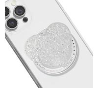 TOEECY Support Téléphone Magnétique Coeur Pailleté Rose Argent Extensible Adhésif Universel Portable Smartphone