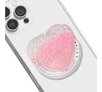 TOEECY Support Téléphone Magnétique Coeur Pailleté Rose Argent Extensible Adhésif Universel Portable Smartphone