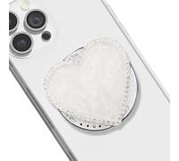 TOEECY Support Téléphone Magnétique Cœur Brillant Strass Métallique Élégant Adhésif Universel Portable Smartphone Pliable