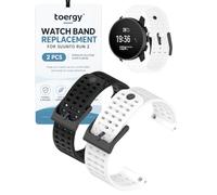 toergy Bracelet compatible avec Suunto Run 2, noir et blanc, 2 pièces. | Lot de 2 bracelets de rechange en silicone souple compatibles avec Suunto Run 2 Smartband, bracelet de sport respirant