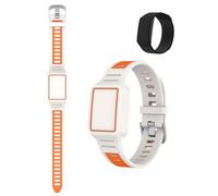 toergy Bracelet de montre en silicone pour Amazfit Helio Strap - Bracelet de rechange sport étanche et réglable pour homme et femme - Robuste et durable - Blanc + orange