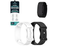 toergy Bracelet en silicone pour Garmin CIRQA, noir/blanc | Lot de 2 bracelets de rechange en silicone souple pour Garmin CIRQA, bracelet de sport étanche, noir/blanc