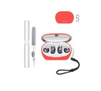 toergy Coque de protection pour écouteurs JBL Soundgear Clips, résistant aux chocs, imperméable, souple et fin, en silicone avec cordon, porte-clés et kit de nettoyage, rouge