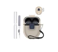 toergy Coque de protection pour Google Pixel Buds Pro 2, en TPU souple, imperméable, résistante aux chocs, aux rayures, facile à transporter, avec cordon, porte-clés et kit de nettoyage (gris