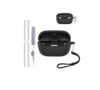toergy Coque en silicone pour écouteurs JBL Endurance Race 2 - Résistant aux chocs, imperméable, doux et durable, avec cordon, porte-clés et outil de nettoyage, noir
