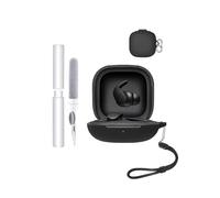 toergy Étui de protection pour écouteurs Beats FitPro, résistant aux chocs, imperméable, souple et fin, en silicone, avec cordon, porte-clés et kit de nettoyage, noir