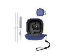 toergy Étui de protection pour écouteurs Beats FitPro, résistant aux chocs, imperméable, souple et fin, en silicone, avec cordon, porte-clés et kit de nettoyage, bleu