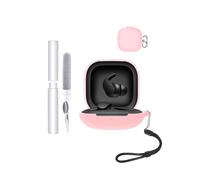 toergy Étui de protection pour écouteurs Beats FitPro, résistant aux chocs, imperméable, souple et fin, en silicone, avec cordon, porte-clés et kit de nettoyage, rose