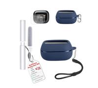 toergy Étui de protection pour écouteurs Bluetooth pour JBL Live Buds 4, en silicone avec 2 films de protection souple, kit de protection complet, résistant aux chocs et aux rayures, léger, bleu
