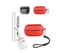 toergy Étui de protection pour écouteurs Bluetooth pour JBL Live Buds 4, en silicone avec 2 films de protection souple, kit de protection complet, résistant aux chocs et aux rayures, léger, rouge