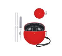 toergy Étui de protection pour écouteurs Huawei FreeBuds 7i, résistant aux chocs, imperméable, souple et fin, en silicone, avec cordon, porte-clés et kit de nettoyage, rouge