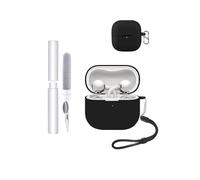 toergy Étui de protection pour écouteurs Huawei FreeClip 2, résistant aux chocs, imperméable, souple et fin, en silicone, avec cordon, porte-clés et kit de nettoyage, noir