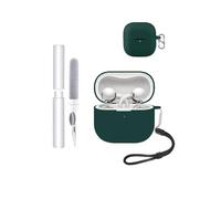 toergy Étui de protection pour écouteurs Huawei FreeClip 2, résistant aux chocs, imperméable, souple et fin en silicone avec cordon et porte-clés et kit de nettoyage, vert