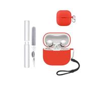 toergy Étui de protection pour écouteurs Huawei FreeClip 2, résistant aux chocs, imperméable, souple et fin, en silicone, avec cordon, porte-clés et kit de nettoyage, rouge