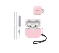 toergy Étui de protection pour écouteurs Huawei FreeClip 2, résistant aux chocs, imperméable, souple et fin, en silicone, avec cordon, porte-clés et kit de nettoyage, rose