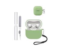 toergy Étui de protection pour écouteurs Huawei FreeClip 2, résistant aux chocs, imperméable, souple et fin en silicone avec cordon et porte-clés et kit de nettoyage, vert clair
