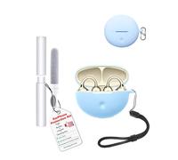 toergy Étui de protection pour écouteurs Oppo Enco Clip 2, résistant aux chocs, imperméable, souple et fin, en silicone, avec cordon, porte-clés et kit de nettoyage, bleu ciel