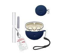 toergy Étui de protection pour écouteurs Oppo Enco Clip 2, résistant aux chocs, imperméable, souple et fin, en silicone, avec cordon, porte-clés et kit de nettoyage, bleu foncé