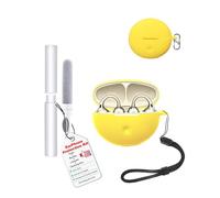 toergy Étui de protection pour écouteurs Oppo Enco Clip 2, résistant aux chocs, imperméable, souple et fin, en silicone, avec cordon, porte-clés et kit de nettoyage, jaune