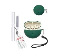 toergy Étui de protection pour écouteurs Oppo Enco Clip 2, résistant aux chocs, imperméable, souple et fin, en silicone, avec cordon, porte-clés et kit de nettoyage, vert
