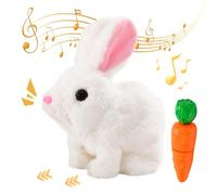 Toerjii Jouet Lapin Interactif,Cadeaux de Pâques Enfants, Lapin Sautant,Lapin Doudou Petit Peut Marcher et Parler,Cadeau d'anniversaire de Pâques (Weiß)