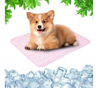 Toerjii Tapis Rafraîchissant pour Chat et Chien, Reste Froid Plus Longtemps - Fraicheur pour Animaux de Compagnie Étanche et Facile à Nettoyer (Rose, S)