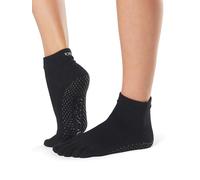 ToeSox - Ankle Full Toe Grip Non-Slip for Yoga - Pilates - Barre - Chaussettes à orteils séparés - Femme - Noir - L
