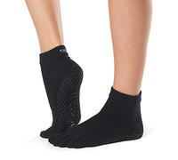 ToeSox - Ankle Full Toe Grip Non-Slip for Yoga - Pilates - Barre - Chaussettes à orteils séparés - Femme - Noir - S