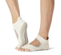 Toesox Bellarina Chaussettes antidérapantes pour ballet, yoga, Pilates - Beige - S