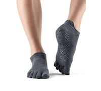 Toesox Chaussettes de Yoga mi-Hauteur, Unisexes, pour Adultes L Gris Anthracite
