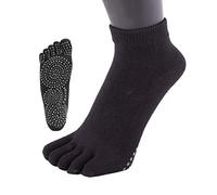 TOETOE® - Yoga & Pilates - Socquettes Antidérapantes à Cinq Doigts pour Femmes et Hommes (Noir, 36-39)