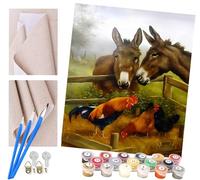 ToeTs peinture par numero adulte Cadeau de Peinture à l'huile de Bricolage numérique Animal coq de ferme heureux pour Enfants Adultes Peindre par Nombre Kits Home Decor 16 * 20 Pouces