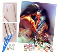 ToeTs peinture par numero adulte Cadeau de Peinture à l'huile de Bricolage numérique Art abstrait de couple indien primitif pour Enfants Adultes Peindre par Nombre Kits Home Decor 16 * 20 Pouces