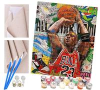 ToeTs Peinture par Numéro Adultes Art de joueur de basket-ball Doodle avec Pinceaux et Acryliques Bricolage Peintures Kits pour Enfants Seniors Débutant, pour la Décoration Intérieure Maison